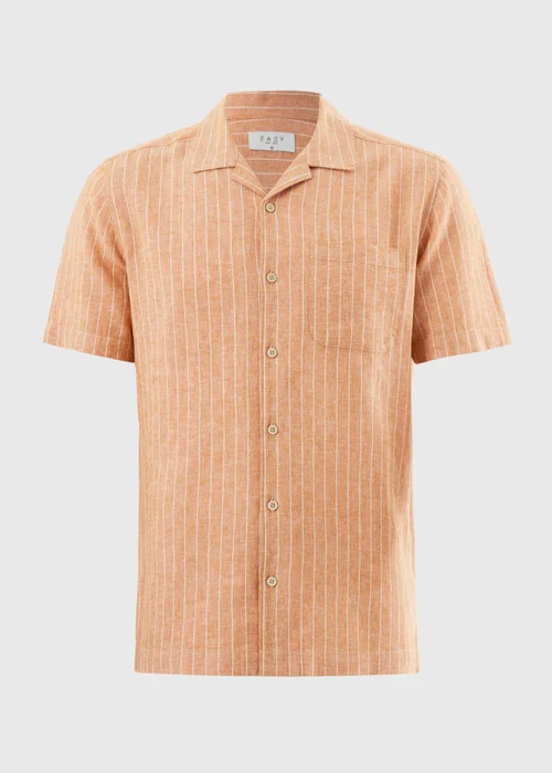 Peach Stripe Linen Blend Shirt - S Image 4
