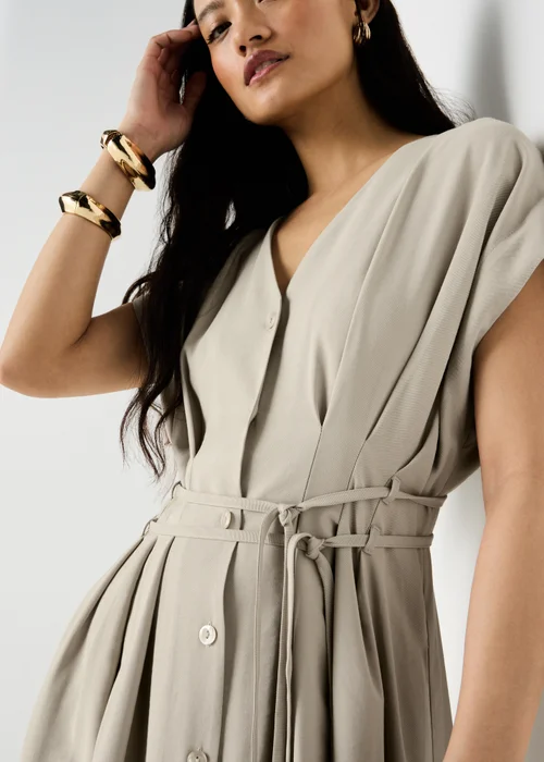Et Vous Taupe Pleated Midi Dress - 8 Image 2