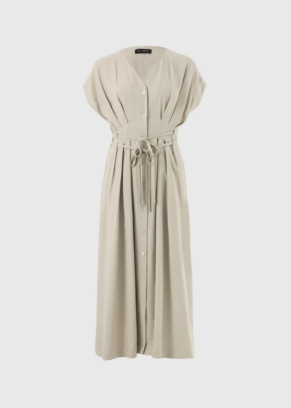Et Vous Taupe Pleated Midi Dress - 8 Image 3