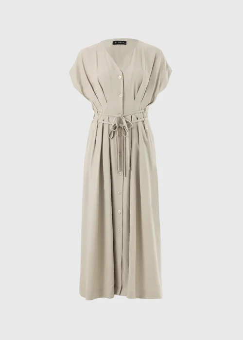 Et Vous Taupe Pleated Midi Dress - 8 Image 3