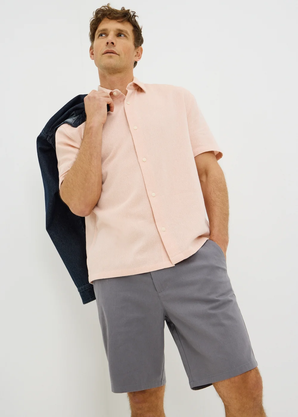 Peach Cheesecloth Regular Fit Shirt - S Image 1