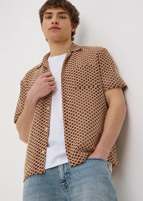 Red Crochet Texture Shirt - S Image 1