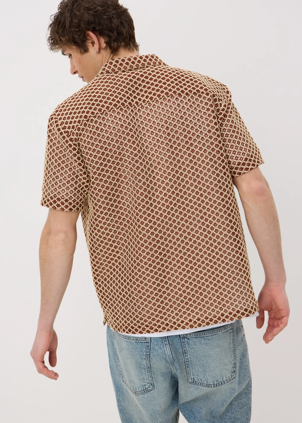 Red Crochet Texture Shirt - S Image 2