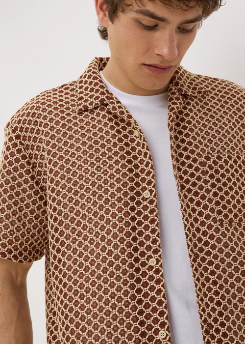 Red Crochet Texture Shirt - S Image 3