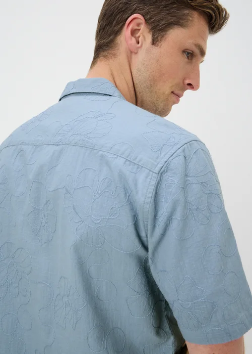 Blue Floral Embroidered Shirt - S Image 3