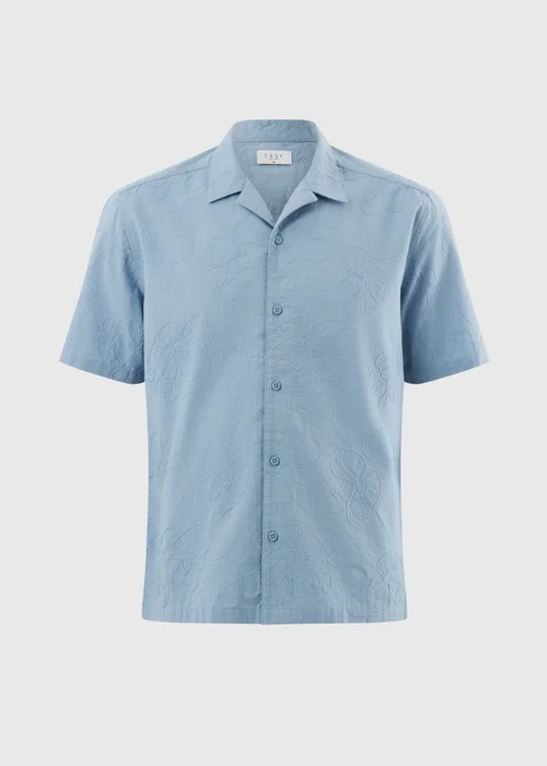 Blue Floral Embroidered Shirt - S Image 4