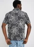 Navy Flower Embroidered Double Cloth Shirt - Small Image 2
