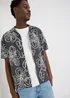 Navy Flower Embroidered Double Cloth Shirt - Small Image 1