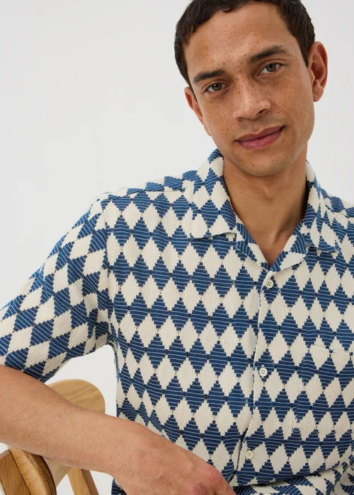 Blue Crochet Diamond Texture Shirt - S Image 3