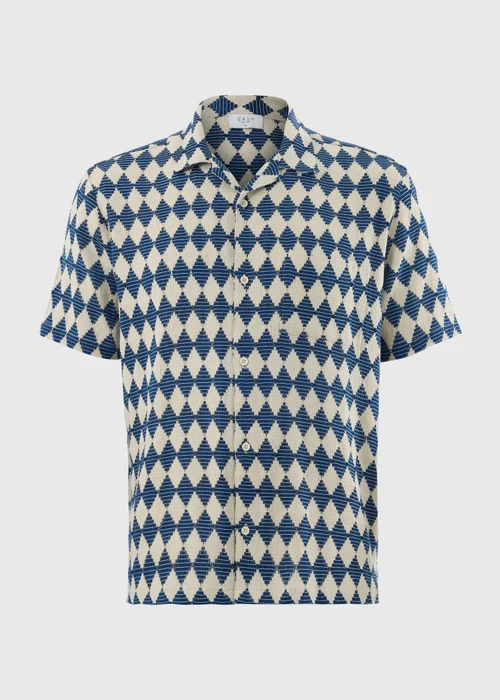 Blue Crochet Diamond Texture Shirt - S Image 4
