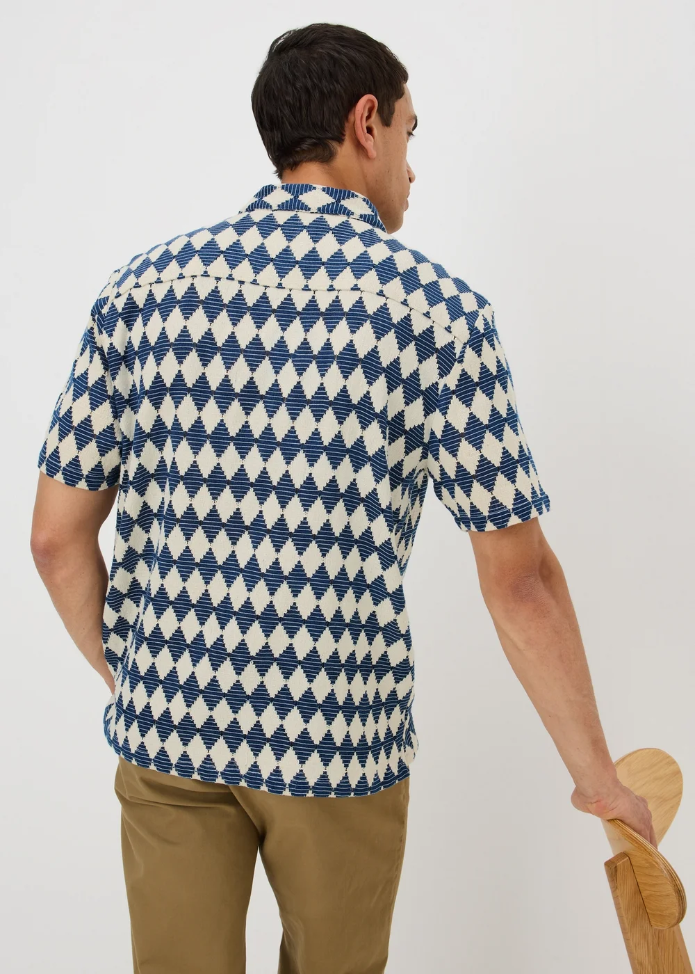 Blue Crochet Diamond Texture Shirt - S Image 2