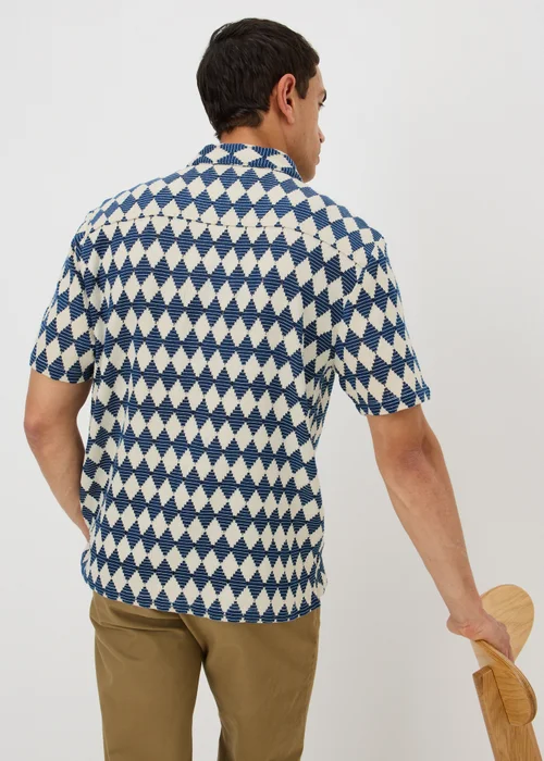 Blue Crochet Diamond Texture Shirt - S Image 2