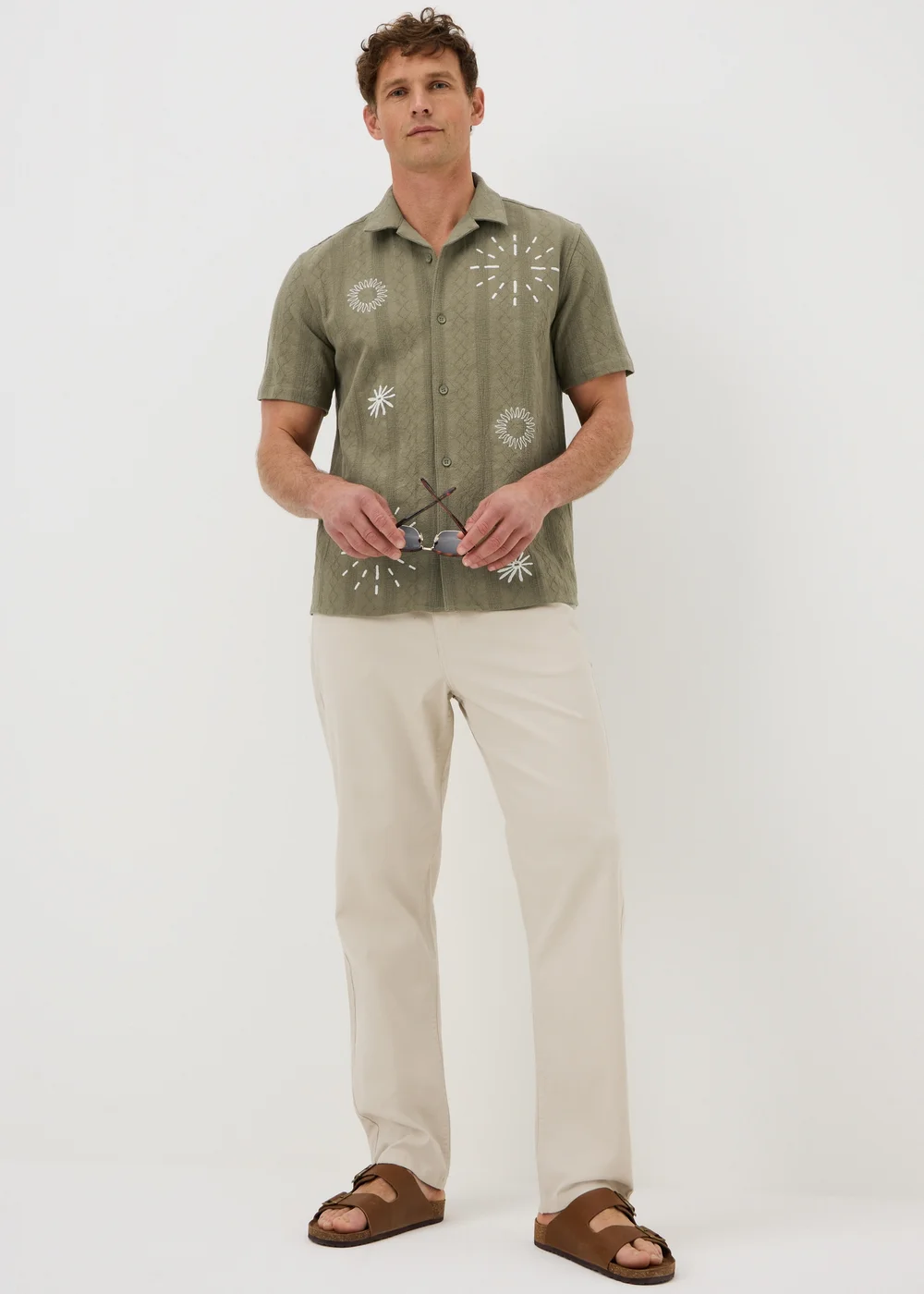 Khaki Embroidery Placement Shirt - L Image 1