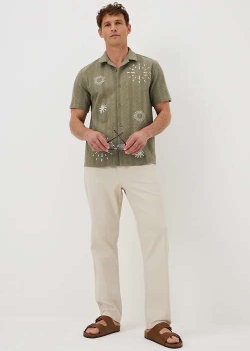 Khaki Embroidery Placement Shirt - L Image 1
