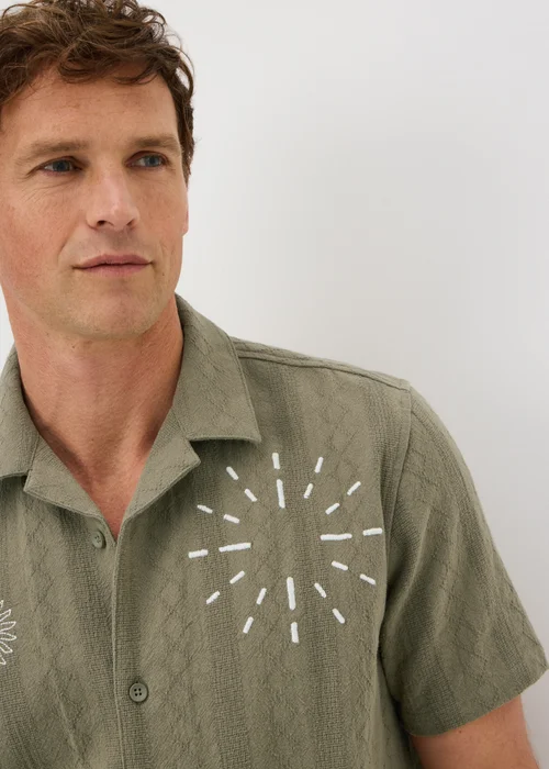 Khaki Embroidery Placement Shirt - L Image 2