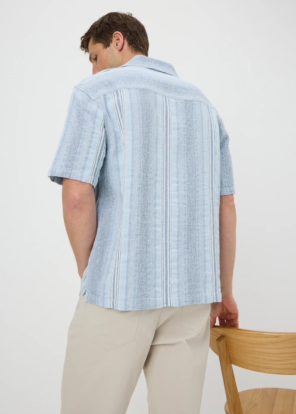 Blue Stripe Texture Dobby Shirt - S Image 2