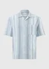 Blue Stripe Texture Dobby Shirt - S Image 1