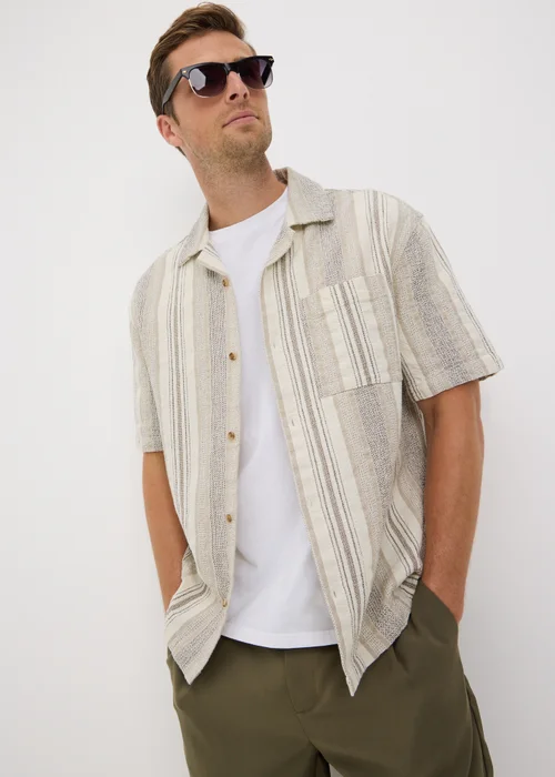 Stone Stripe Texture Dobby Shirt - S Image 1
