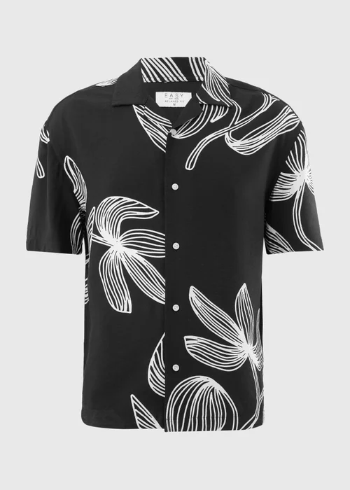 Black Floral Print Shirt - M Image 2