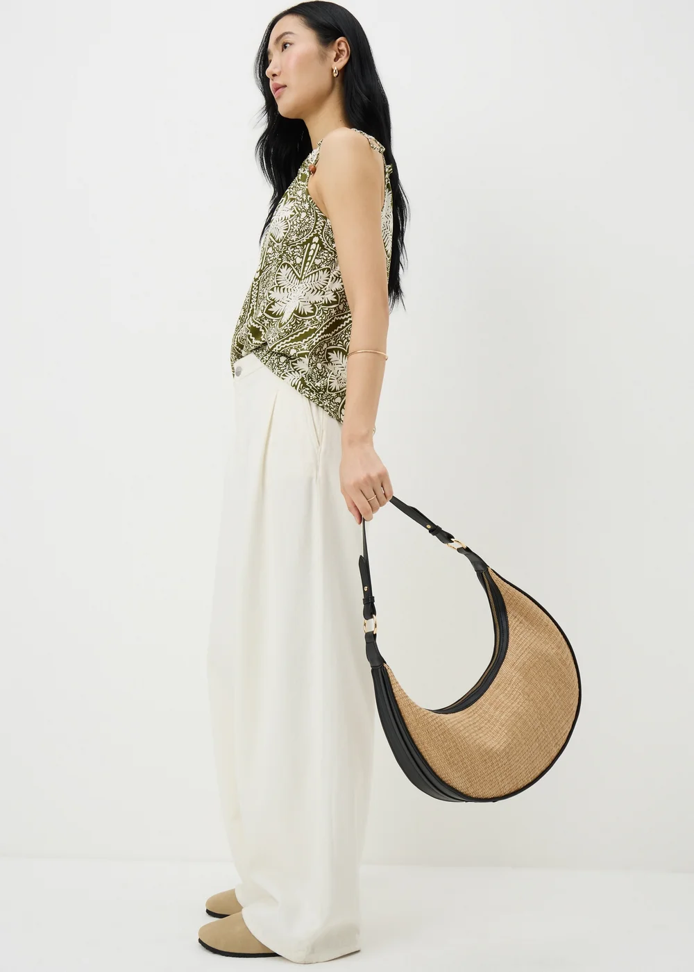 Natural Straw Shoulder Bag - One Size Image 2