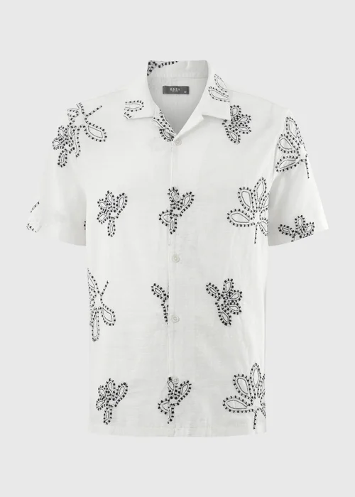 White Embroidery Leaf Shirt - S Image 4