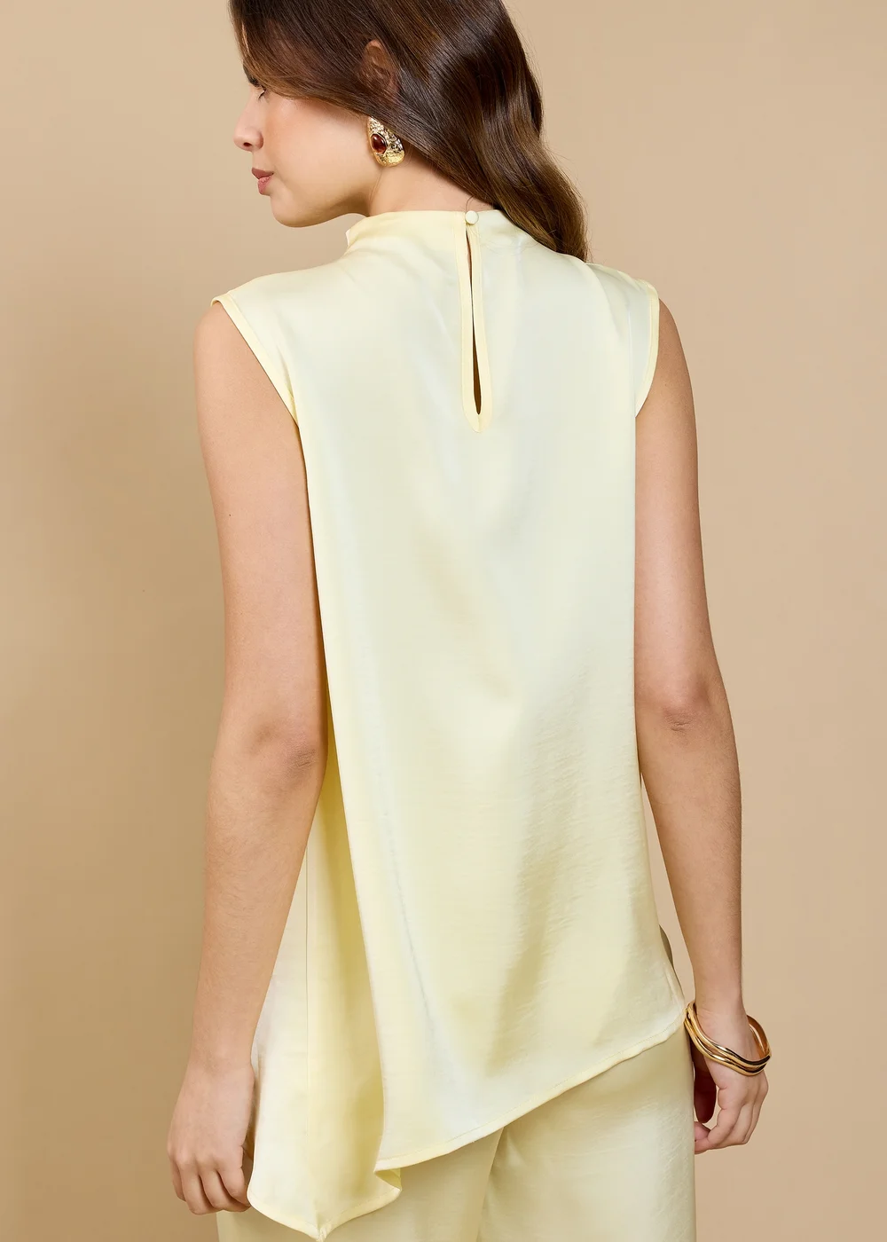 Little Mistress Lemon Satin Asymmetric Drape Top by Vicky Pattison - 20 Image 4