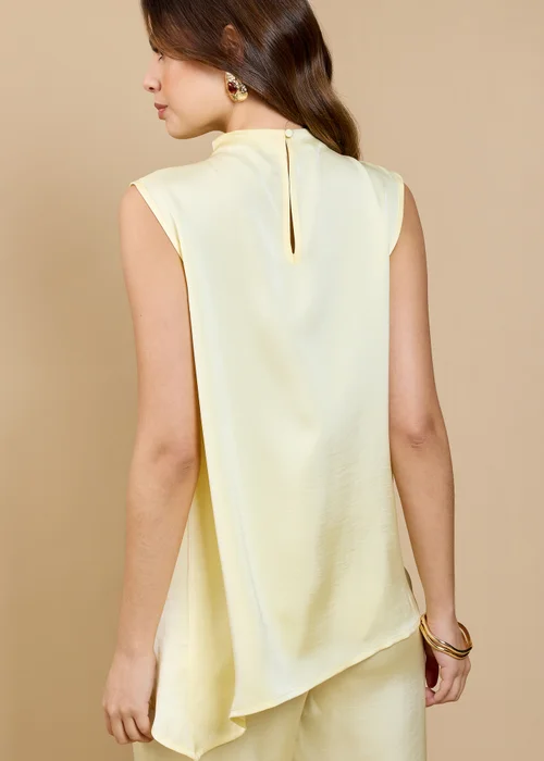Little Mistress Lemon Satin Asymmetric Drape Top by Vicky Pattison - 20 Image 4