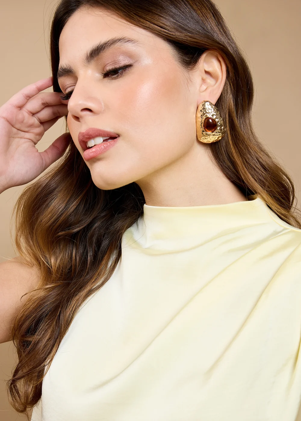 Little Mistress Lemon Satin Asymmetric Drape Top by Vicky Pattison - 20 Image 3