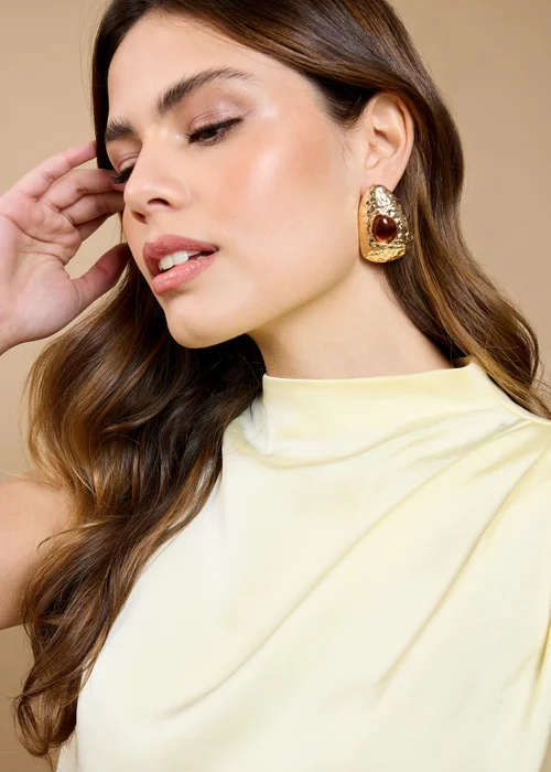 Little Mistress Lemon Satin Asymmetric Drape Top by Vicky Pattison - 20 Image 3