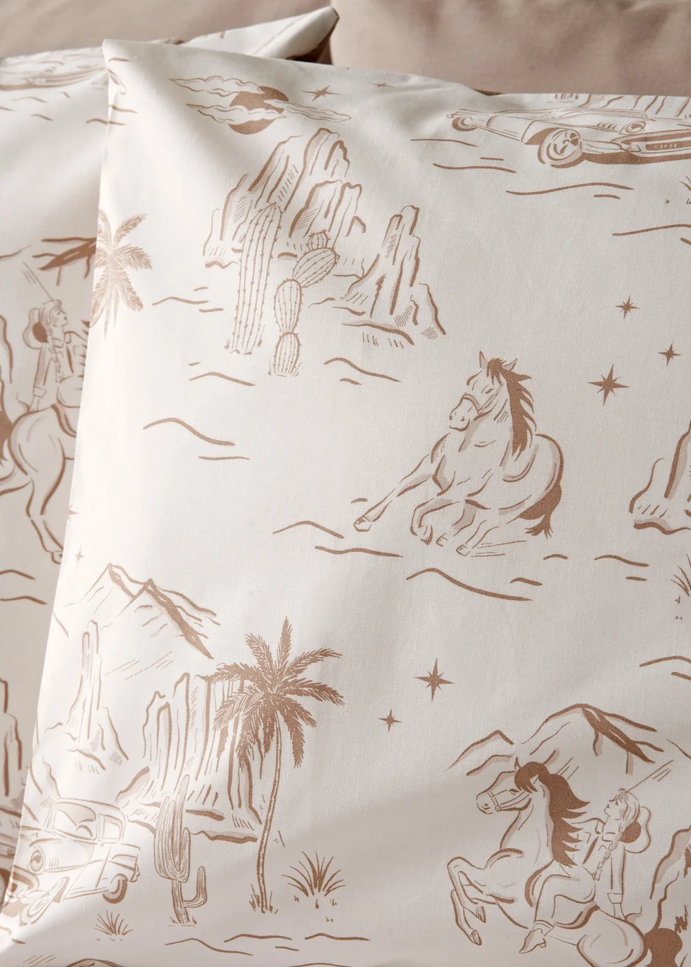 Natural Cowboy Toile Duvet Set. - Single Image 2