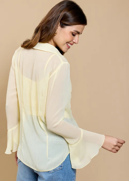 Little Mistress Lemon Satin Jacquard Frill Top by Vicky Pattison - 20 Image 5