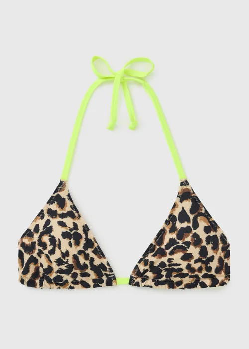 Neon Animal Print Triangle Bikini Top - 6 Image 3
