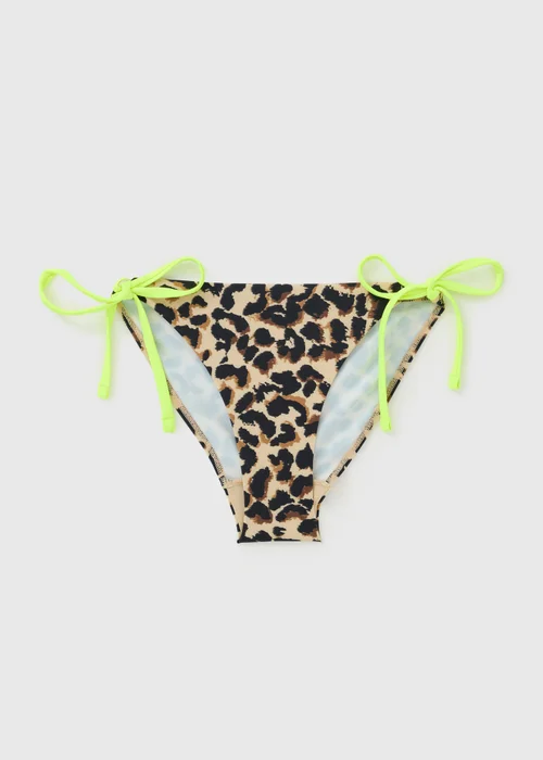 Neon Animal Print Tie Side Bikini Bottoms - 20 Image 3