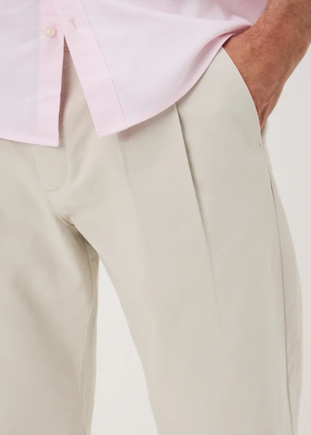 Ecru Pleated Chinos