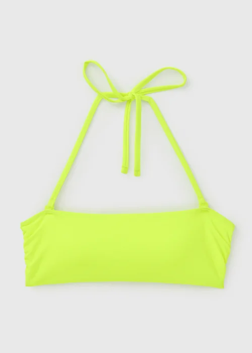 Neon Lime Halter Neck Bandeau Bikini Top - 6 Image 3
