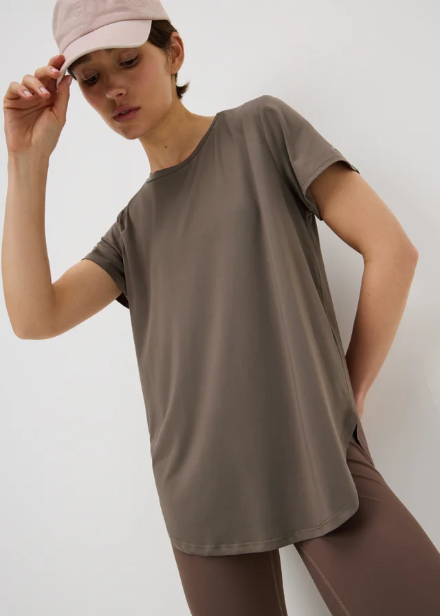 Souluxe Mocha Longline Sports T-Shirt