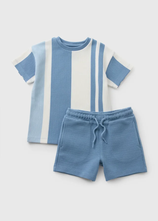 Boys Blue Stripe Top & Short Set (1-7yrs)