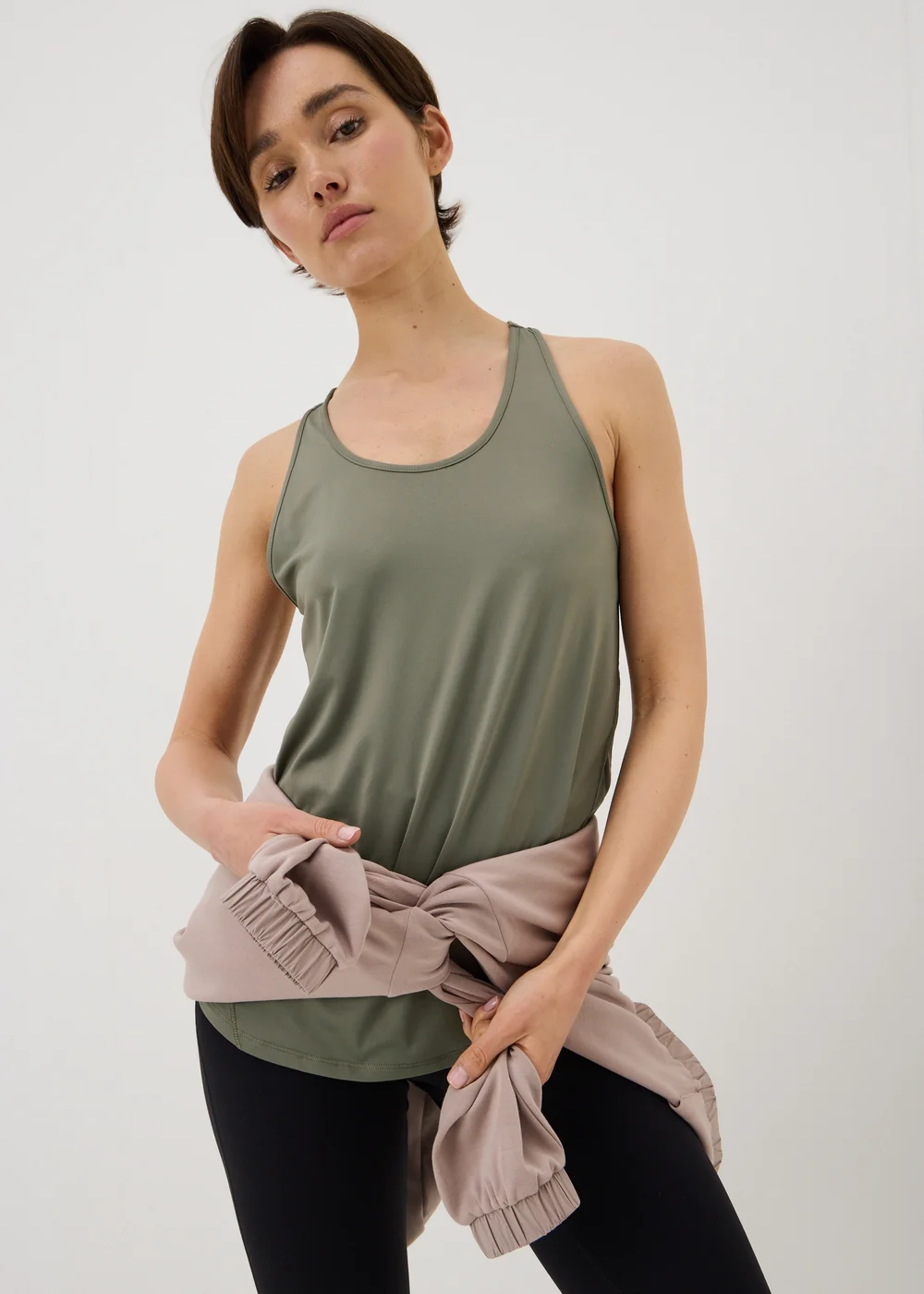 Souluxe Sage Green Mesh Sports Vest Top - S Image 1