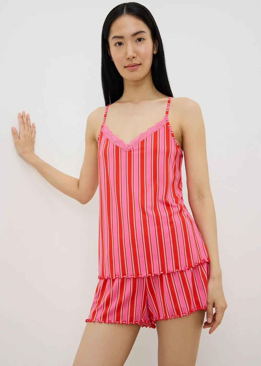 Pink Stripe Cami Short Pyjama Set - XS Image 1