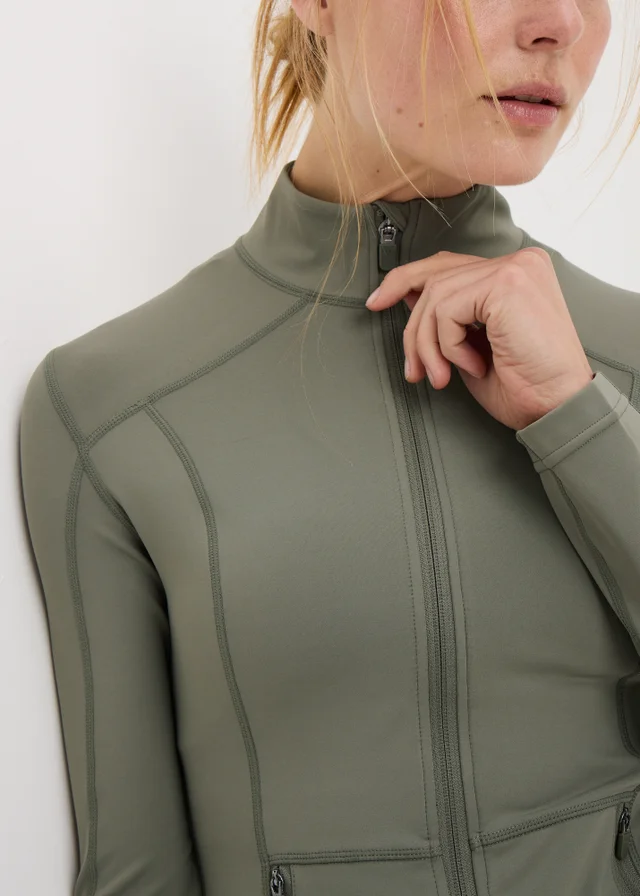 Souluxe Sage Green Zip Through Sports Jacket