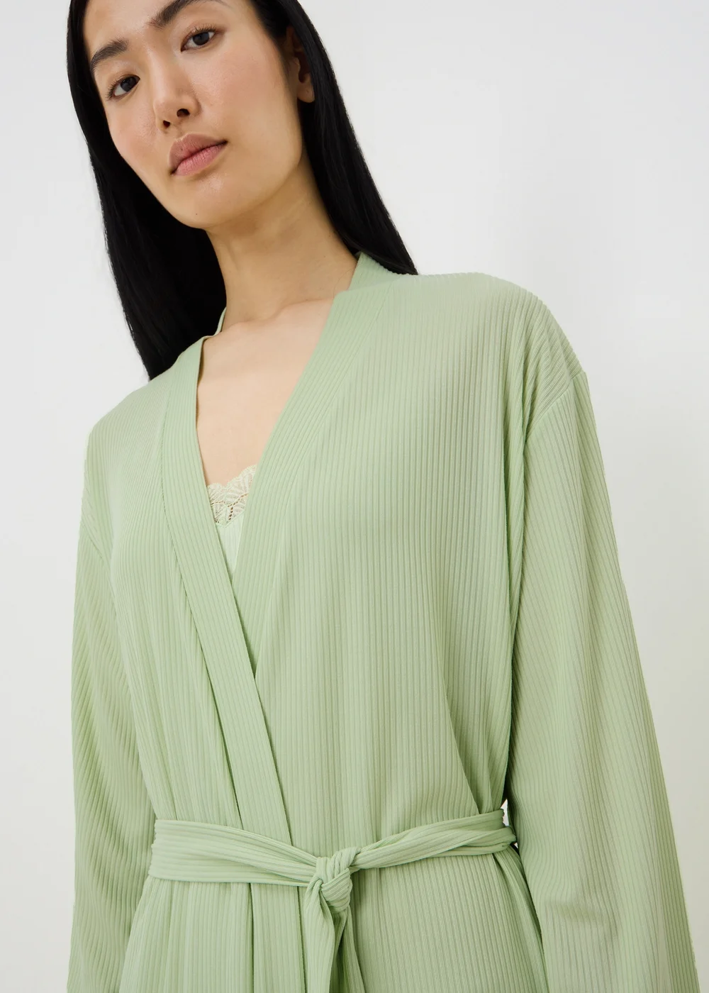Green Ribbed Dressing Gown - Extra small | Matalan Green Ribbed Dressing Gown - Extra small | Matalan