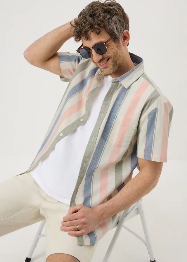 Lincoln Ecru Stripe Short Sleeve Shirt