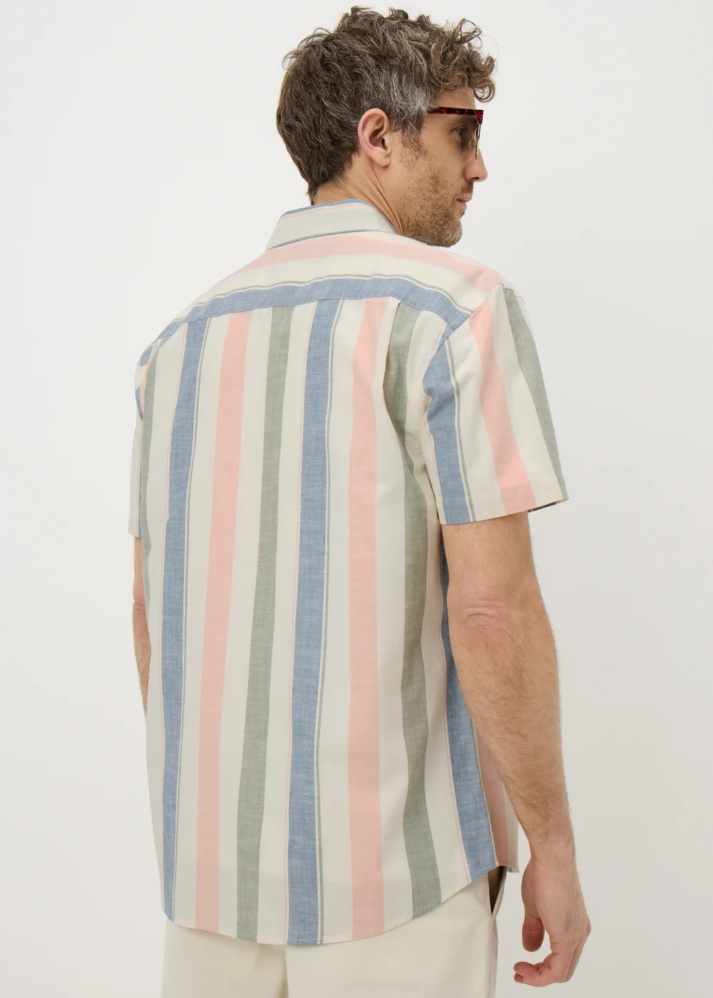 Lincoln Ecru Stripe Short Sleeve Shirt - S Image 2
