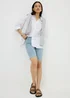 Blue Stripe Knee Length Denim Shorts - 10 Image 1