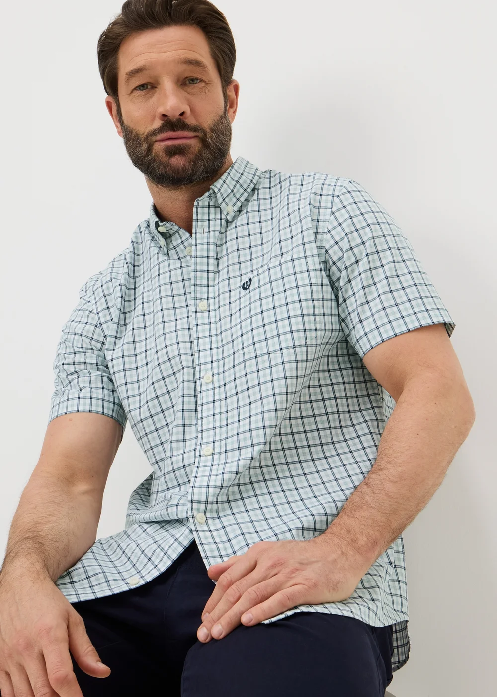 Lincoln Green Check Short Sleeve Shirt - S Image 1