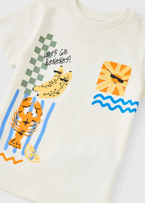 Boys Cream Banana Stamp T-Shirt (1-7yrs) - 1 to 1 half years Image 2