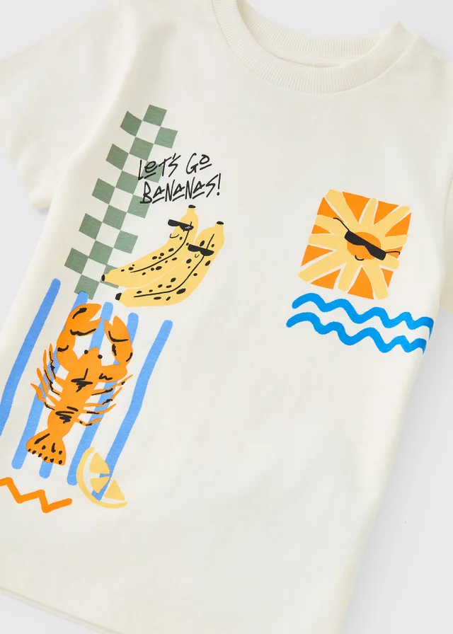 Boys Cream Banana Stamp T-Shirt (1-7yrs)
