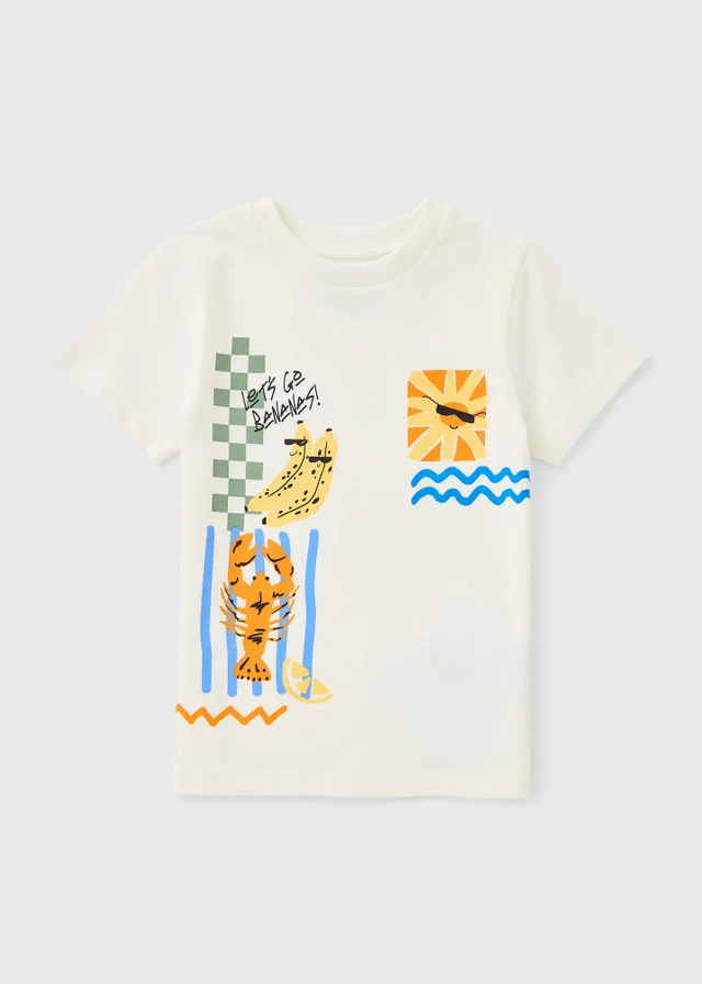 Boys Cream Banana Stamp T-Shirt (1-7yrs)