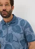 Blue Palm Print Polo Shirt - XL Image 3