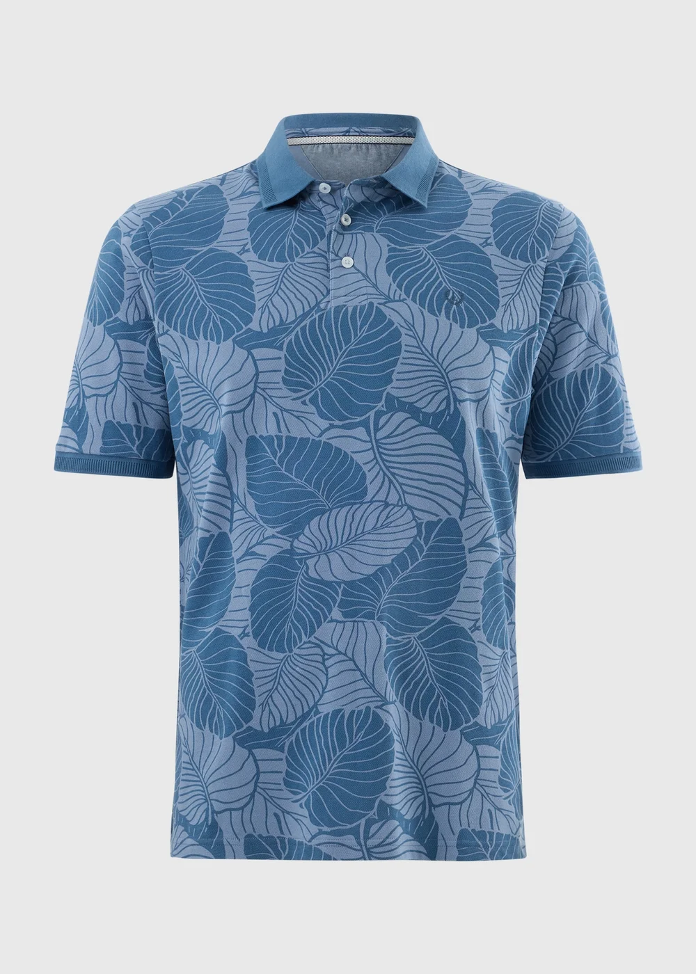 Blue Palm Print Polo Shirt - XL Image 4